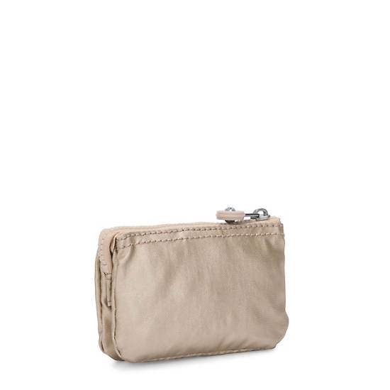 Bolsas Kipling Creativity Mini Metallic Pouch Keychain Dorados Beige | MX 2100RV